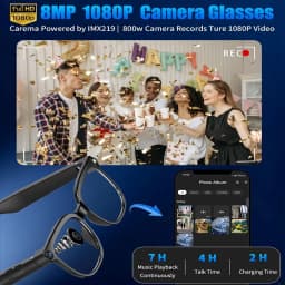 AI Smart Video Glasses, equipped with an 8-megapixel camera, supporting 4K HD video recording, wireless calling and music
