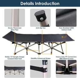 Foldable Portable Bed, Outdoor Garden Lounge Chair with Pearl Foam Mattress