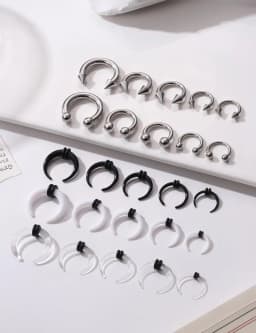 Septum Stretcher Set Stainless Steel Acrylic Tapers Pinchers for Women Men Round Septum Piercing Jewellry 14G-6G Ring Kit