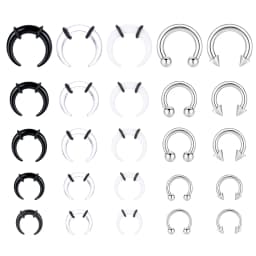 Septum Stretcher Set Stainless Steel Acrylic Tapers Pinchers for Women Men Round Septum Piercing Jewellry 14G-6G Ring Kit