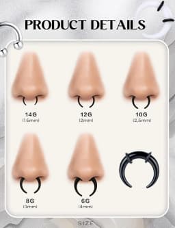 Septum Stretcher Set Stainless Steel Acrylic Tapers Pinchers for Women Men Round Septum Piercing Jewellry 14G-6G Ring Kit
