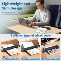 Portable Printer Wireless A4 C80 300DPI Inkless Thermal BT USB Connect Lightweight 1500mAn For Android IOS for Travel Work Home