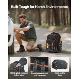 SucceBuy 110lbs Rolling Tool Backpack 14/15in Roller Tool Bag on Wheels with 45/72 Pockets Toolbag Organizers for Mechanic Tools
