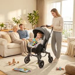 Multi-functional Baby Stroller, Foldable Newborn Stroller, Outdoor Handcart, Adjustable Backrest, Bidirectional Push High View
