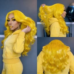 Light Yellow 13x4 HD Lace Frontal Wig Human Hair Body Wave Transparent Lace Wig Yellow Colored Human Hair Wigs 200% for Women
