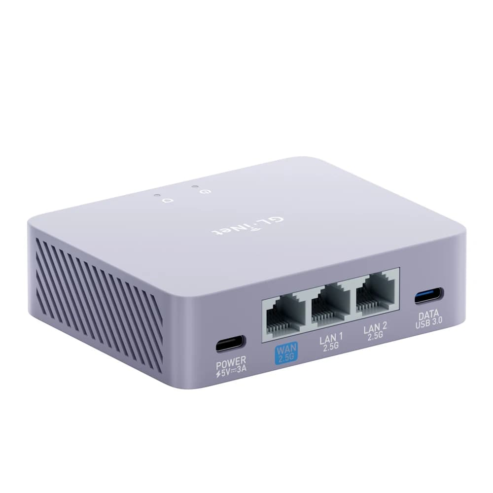 GL.iNet GL-MT5000 (Brume 3) Wired VPN Security Gateway, NO Wi-Fi, for Home Office and Remote Work High-Speed Up to 1100 Mbps hardware-accelerated VPN, 3x2.5GbE ports with multi-WAN failover, VPN obfuscation, OpenWrt with 1GB DDR4,DPI Security