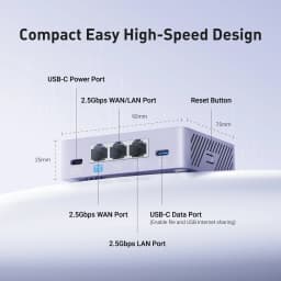 GL.iNet GL-MT5000 (Brume 3) Wired VPN Security Gateway, NO Wi-Fi, for Home Office and Remote Work High-Speed Up to 1100 Mbps hardware-accelerated VPN, 3x2.5GbE ports with multi-WAN failover, VPN obfuscation, OpenWrt with 1GB DDR4,DPI Security