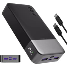 JUOVI Power Bank 65W 20000mAh Laptop Portable Charger, PD QC Fast Charging External Battery Pack for MacBook iPad Tablet iPhone