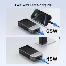JUOVI Power Bank 65W 20000mAh Laptop Portable Charger, PD QC Fast Charging External Battery Pack for MacBook iPad Tablet iPhone