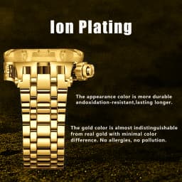 YaLaLuSi Men's Fashion Sport Waterproof Watch Luxury Gold Strap Multifunction Chronograph Wristwatch Free Shipping