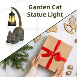 Outdoor Garden Solar Statue Light, Garden Solar Cat Statue Light, Solar Resin Cat Lying on the Ground Tail Lantern Statue Light