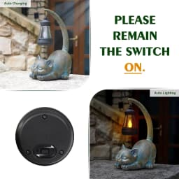 Outdoor Garden Solar Statue Light, Garden Solar Cat Statue Light, Solar Resin Cat Lying on the Ground Tail Lantern Statue Light