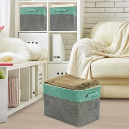 Cubby Storage Organizer, 15-Inch Collapsible Bins with Dual Handles for Home and Office Shelves