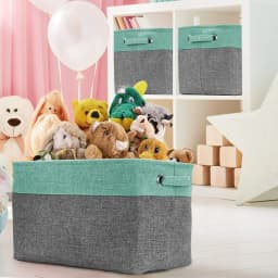 Cubby Storage Organizer, 15-Inch Collapsible Bins with Dual Handles for Home and Office Shelves
