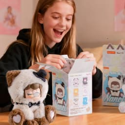 Rolife Plush Blind Box Nanci's Tea Time Kitties Action Figure Collectible Plush Doll Toys Surprise Box Gift for Kids Friends