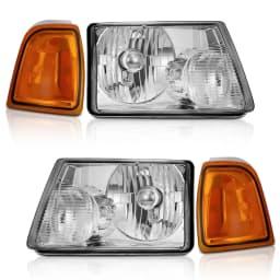 Pair Headlights Assembly For 2001-2011 Ford Ranger Chrome Headlamps w/o Bulbs