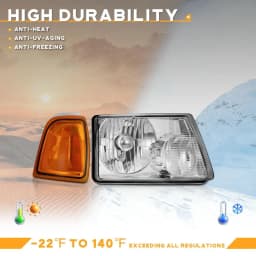 Pair Headlights Assembly For 2001-2011 Ford Ranger Chrome Headlamps w/o Bulbs