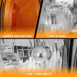 Pair Headlights Assembly For 2001-2011 Ford Ranger Chrome Headlamps w/o Bulbs