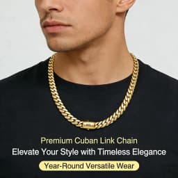 14K Gold-Plated Cuban Necklace Miami Cuban Link Chain 6-14mm Stainless Steel Technology Anti-Rust Colorfast Waterproof Anti-Friction The Best Gift for Men and Women Men's Jewelry
