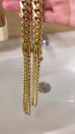 14K Gold-Plated Cuban Necklace Miami Cuban Link Chain 6-14mm Stainless Steel Technology Anti-Rust Colorfast Waterproof Anti-Friction The Best Gift for Men and Women Men's Jewelry