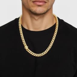 14K Gold-Plated Cuban Necklace Miami Cuban Link Chain 6-14mm Stainless Steel Technology Anti-Rust Colorfast Waterproof Anti-Friction The Best Gift for Men and Women Men's Jewelry