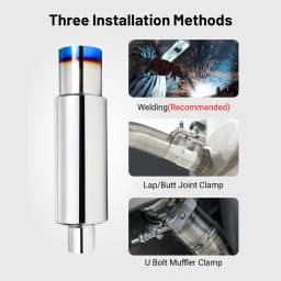 Universal Car Exhaust Pipe Muffler Tail Pipe High Quality Stainless Steel 50 57 63 76MM Inlet 76 101MM Outlet Length 381mm 469mm