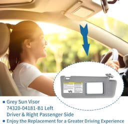 74320-04181-B1 74320-35B50-B0 74310-35C20-B0 2pcs Front Driver & Passenger Side Sun Visor Gray For 2005-2015 Toyota Tacoma