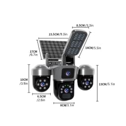 Solar Camera 3-Lens 6MP WiFi Security Camera V380 Pro Two-Way Audio Night Vision Auto Tracking PIR Outdoor Waterproof CCTV