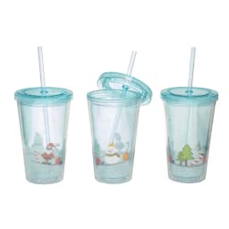 Christmas Acrylic Tumbler With Straw 16oz - 2 Pack
