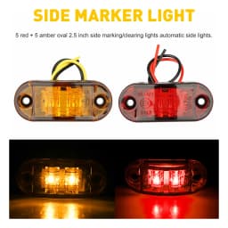 10Pcs Red/Amber Light Side Marker Lights Truck Trailer Turn Signal Light For Car Trucks Van Caravans Super Bright
