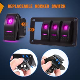 Nilight 4 Gang Rocker Switch Panel with Purple LED Light 5 Pin On Off Pre-Wired Aluminum Toggle Switches Waterproof for 12V/24V Cars Marine Boats ATVs Trailers RV Trucks