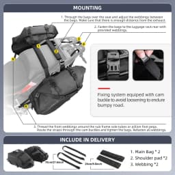 Rhinowalk 2 Pcs Motorcycle Saddle Side Pannier Bag 18L/28L/48L Waterproof Universal Motorbike Riding Luggage Storage Travel Bag