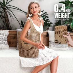 Summer Straw Beach Bag New Woven Bag Straw Mesh Tote Bag Foldable Large Capacity Womens Crossbody Shoulder Bag Purse for Holiday