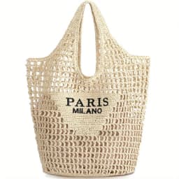Summer Straw Beach Bag New Woven Bag Straw Mesh Tote Bag Foldable Large Capacity Womens Crossbody Shoulder Bag Purse for Holiday