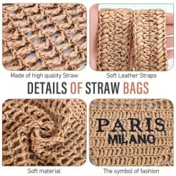 Summer Straw Beach Bag New Woven Bag Straw Mesh Tote Bag Foldable Large Capacity Womens Crossbody Shoulder Bag Purse for Holiday