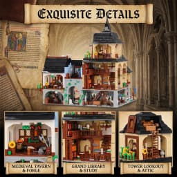 Barweer Medieval Towns Building Blocks Set 3867PCS European Style City Street View Village Architecture Modular Model Kit Construction Bricks Set Assembly Toys for Adults Gifts Home Decoration