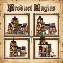 Barweer Medieval Towns Building Blocks Set 3867PCS European Style City Street View Village Architecture Modular Model Kit Construction Bricks Set Assembly Toys for Adults Gifts Home Decoration