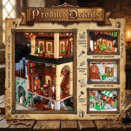Barweer Medieval Towns Building Blocks Set 3867PCS European Style City Street View Village Architecture Modular Model Kit Construction Bricks Set Assembly Toys for Adults Gifts Home Decoration