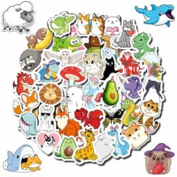 Water Bottle Stickers for : Waterproof Animal Design Assorted Colors No Duplicates Ideal for Classroom Rewards Party Favors Lap
