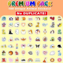 Water Bottle Stickers for : Waterproof Animal Design Assorted Colors No Duplicates Ideal for Classroom Rewards Party Favors Lap