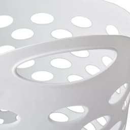 Plastic Round Laundry Hamper, White, with Carrying Handles