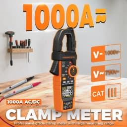 CM06/CM06Pro Auto-ranging Clamp Meter 600A/1000A True RMS Inrush AC DC Voltage Tester Digital Multimeter Ammeter Ohm Capacitance Frequency Temp NCV VFD LoZ Duty Cycle Resistance Diode Continuity with Case Flashlight Test Leads