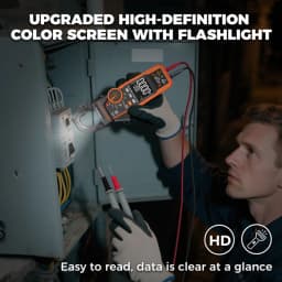 CM06/CM06Pro Auto-ranging Clamp Meter 600A/1000A True RMS Inrush AC DC Voltage Tester Digital Multimeter Ammeter Ohm Capacitance Frequency Temp NCV VFD LoZ Duty Cycle Resistance Diode Continuity with Case Flashlight Test Leads