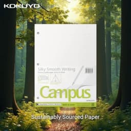Kokuyo Campus Loose Leaf Paper for 3 Ring Binders, 8-1/4"x11", College Ruled Notebook Paper, 100 Sheets, 70 GSM Japanese Smooth