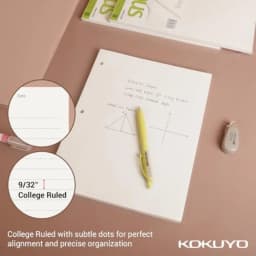Kokuyo Campus Loose Leaf Paper for 3 Ring Binders, 8-1/4"x11", College Ruled Notebook Paper, 100 Sheets, 70 GSM Japanese Smooth