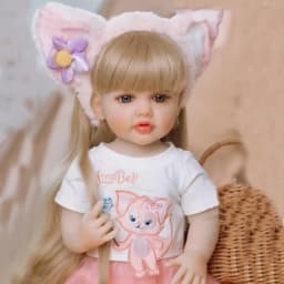 BZDOLL 55cm Full Body Soft Vinyl Baby Reborn Stand Doll Blonde Lifelike 22in Princess Toddler Art Toy Birthday Gift for Children
