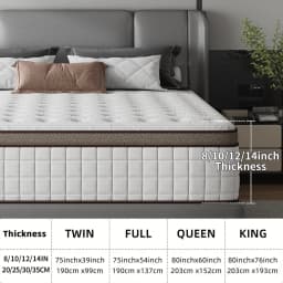 12 Inch 10inch 8inch 14inch Twin Full Queen King Size Multiple Sizes Multilayer Hybrid Mattress Medium Firm Feel Ergonomic Design with Memory Foam And Pocket Spring Styles Available
