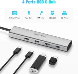 RSHTECH USB C Hub 10Gbps 4-Ports USB-C 3.2 Dongle Ultra Slim Data Hubs Portable Splitter for Laptop MacBook Pro Thunderbolt