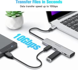 RSHTECH USB C Hub 10Gbps 4-Ports USB-C 3.2 Dongle Ultra Slim Data Hubs Portable Splitter for Laptop MacBook Pro Thunderbolt