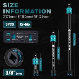 LIBRATON 3PCS Locking Impact Extension Bar Set 3/8" Drive Quick Release Impact Extension Bar Set Hand Tool For Automotive Repair